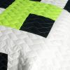[Tetris - C] Vermicelli-Quilted Patchwork Geometric Quilt Set Full/Queen