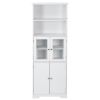 White Tall Storage Cabinet with Shelves and Doors for Bathroom; Kitchen and Living Room; MDF Board