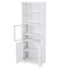 White Tall Storage Cabinet with Shelves and Doors for Bathroom; Kitchen and Living Room; MDF Board
