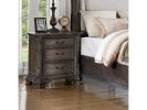 Traditional Sheffield Nightstand End Table with Three Storage Drawers Grey Decorative Drawer Pulls 1pc