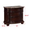 Traditional Style Nightstand with Marble Top 1Pc Rich Brown Finish Wood Veneers & Solids End Table