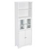 White Tall Storage Cabinet with Shelves and Doors for Bathroom; Kitchen and Living Room; MDF Board