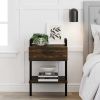 Country style wall mounted bedside table with drawers and storage shelves