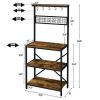 Industrial  Island with Hooks Microwave Stand Vintage Brown Manufactured  Rack