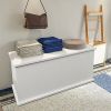 Storage Chest Trunk Lift Top Wood Box for Toys Entryway Bench Organizer White