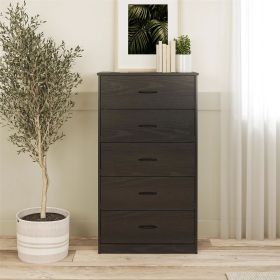 Classic 5 Drawer Dresser; Dark Oak; Walnut; Espresso; Dove Grey; Antique Oak; White (Color: Black Oak)
