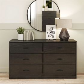 Classic 6 Drawer Dresser; Dark Oak; Walnut; Espresso; Dove Grey; Antique Oak; White (Color: Black Oak)