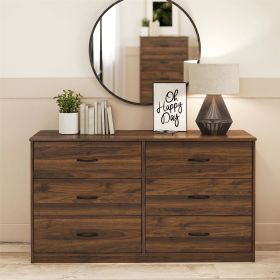 Classic 6 Drawer Dresser; Dark Oak; Walnut; Espresso; Dove Grey; Antique Oak; White (Color: Walnut)