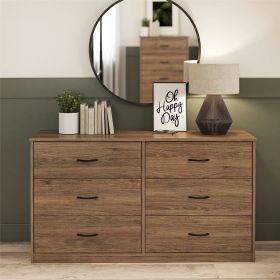 Classic 6 Drawer Dresser; Dark Oak; Walnut; Espresso; Dove Grey; Antique Oak; White (Color: antique oak)