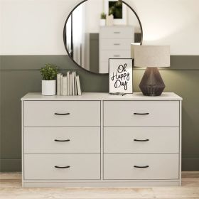 Classic 6 Drawer Dresser; Dark Oak; Walnut; Espresso; Dove Grey; Antique Oak; White (Color: dove gray)