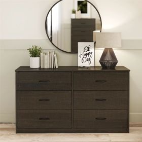 Classic 6 Drawer Dresser; Dark Oak; Walnut; Espresso; Dove Grey; Antique Oak; White (Color: espresso color)