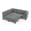 L shape Modular Sectional Sofa; DIY Combination; includes Three Single Chair ; Two Corner and Two Ottoman