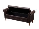 Multifunctional Storage Rectangular PU Leather Sofa Stool for Living Room
