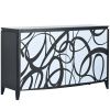 Modern Sideboard Buffet Storage Cabinet with 2 Decorative Doors, 2 Drawers and 4 shelves for Living room, Entryway